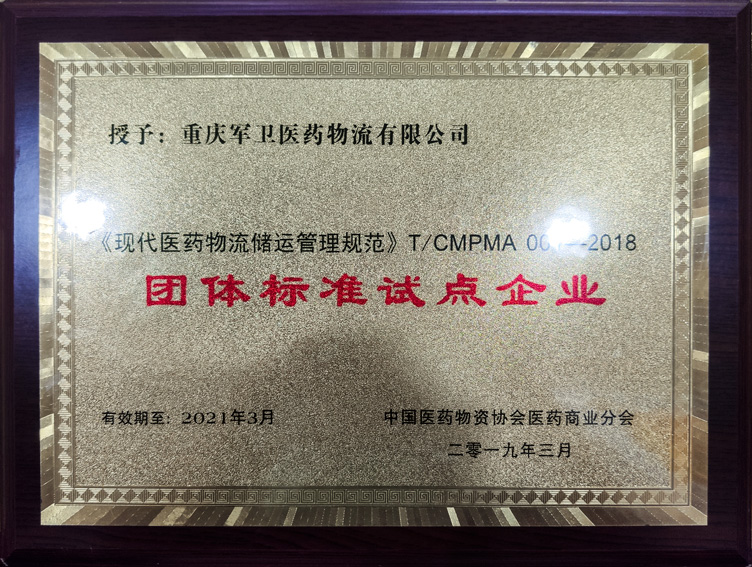 Awarded as 【Group Standard Pilot Enterprise】in 2019